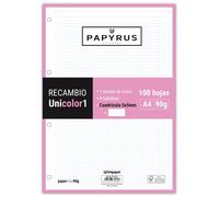 Papyrus Recambio Uniclass A4 90 g 5x5 mm Rosa para 4 Taladros con 1 Banda