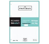 PAPYRUS Recambio Unicolor1 A4 90g Cuadriculado 5x5 mm Mint (Set de 24)