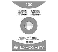 Paquet 100 Fiches Bristol Sous Film - Blanc Quadrille 5x5 Non Perfore 148x210mm