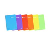 Paquete 5 cuadernos tapa plástico Enri Plus A4 folio cuadricula 4x4 con margen 80 - hojas de papel de 90 gramos - colores vivos surtidos: azul, lila, rojo, naranja, amarillo y verde - Referencia del f