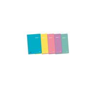 Paquete 5 cuadernos tapa plástico Enri Plus A4 folio cuadricula 4x4 con margen 80 - hojas de papel de 90 gramos - colores pastel surtidos: Azul Pastel, Amarillo Pastel, Rosa Pastel, Malva, Ice Mint Pa