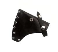 Paquete de 1 funda de cuero negro para hacha, cubierta de botón ajustable, protector de cabeza de hacha, herramienta de leñador esencial para exteriores