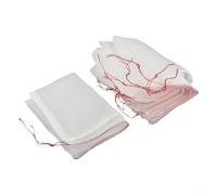 Paquete de 10 bolsas de protección de frutas para pájaros, reutilizables, malla con cordón para control de plagas de tomate, uva, vid, jardinería, color blanco