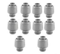 Paquete de 10 conectores de conducto NPT no metálicos, accesorios flexibles eléctricos de PVC de 1 cm con placa de bloqueo de hierro, cable impermeable para refrigeración de motores marinos HVAC, gris