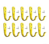 Paquete de 10 ganchos industriales de pared, ganchos de hierro para abrigos de 40 libras de carga máxima con accesorios de montaje para organización del hogar, negro (amarillo)