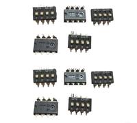 Paquete de 10 interruptores DIP de 4 posiciones DM-04-V-T/R, paso de 2.54 mm para interruptor deslizante de tecla de piano SMD, diseño plano tipo onda para control de codificación de circuito PCB