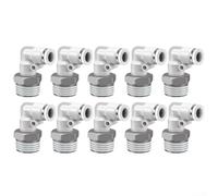 Paquete de 10 mangueras de conexión rápida Pl12-04 giratorio de 360 grados para tubo de nailon de poliuretano a prueba de fugas, adaptador neumático azul (blanco PL12-04)