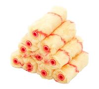 Paquete de 10 mini rodillos de pintura ProDec de pelo largo de 4 pulgadas para un acabado suave con pinturas de emulsión de uso comercial y de bricolaje en paredes y techos interiores, 4".