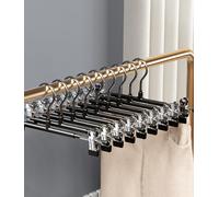 Paquete de 10, Perchas Pantalones Ahorra Espacio, Perchas para Pantalones 30cm, Perchas para Faldas, Perchas Antideslizantes, con Clips Ajustables, para Ropa, Faldas, Calcetines