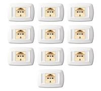 Paquete de 10 placas de tecnopolímero, compatibles con Bticino Magic, 1 módulo/lugar doble, unel, Schuko, color blanco, alta calidad, diseño clásico, para interruptores/enchufes