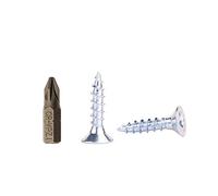 Paquete de 1000 tornillos para madera de acero chapado en zinc de 3,5 x 16 mm, tornillos de cabeza Pozi, sujetadores, avellanados, tornillos para aglomerado (1000)