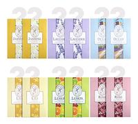 Paquete de 12 bolsas de fragancia, repelentes de polillas naturales, bolsas de lavanda, ambientadores para colgar cajones, armarios, habitaciones, baños, coches (jazmín, rosa, lavanda, océano, limón)