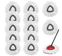 Paquete de 12 cabezales de repuesto para fregona giratoria, 100% microfibra compatible con trapeador triangular giratorio, recambio de fregona giratoria de 360 grados para una fácil limpieza de la