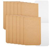 Paquete de 12 libros de papel kraft de tamaño táctico encuadernado en la parte superior, cubierta de papel kraft sin impresión, esquina redonda, encuadernación superior cosida, marrón, 2.8 x 4.6