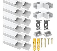 Paquete de 12 perfiles LED de aluminio para tiras de luces LED Philips Hue, etc., canal de aluminio LED en forma de U de 1 m, difusor LED con cubierta blanca lechosa para interiores, tapas de extremo