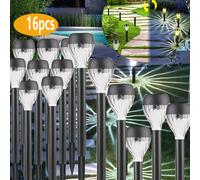 Paquete de 16 luces solares para jardín, iluminación para césped y , iluminación automática, lámparas decorativas para exteriores para Navidad, y Día de Acción de Gracias