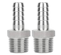 Paquete de 2 accesorios de manguera de acero inoxidable 304, conector de acoplamiento de adaptador de tubería recta, rosca macho BSPT/G x lengüeta métrica -(1/2" - 10mm)