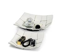 Paquete de 2 bandejas reversibles de piel sintética para hombres, cuenco para llaves para mesa de entrada, mesita de noche, escritorio, bandeja organizadora de almacenamiento, bandeja de descarga EDC