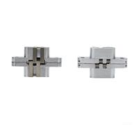 Paquete de 2 bisagras cruzadas ocultas para puertas plegables, apertura máxima de 180 grados con tornillos para una mayor estabilidad (13 x 60 mm)