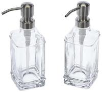 Paquete de 2 Botellas dispensadoras de jabón de Vidrio versátiles con Bomba, Botella de Bomba de Acero Inoxidable sin Goteo de 12 onzas, dispensador de Tarro de Mano líquido Recargable para baño,