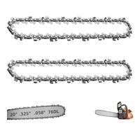 Paquete de 2 cadenas de motosierra de 20 pulgadas de paso de 0.325 pulgadas, calibre de 0.58 pulgadas, 76 eslabones de transmisión, repuesto para motosierras Steele Origen Caton, Husqvarna, Stihl