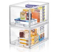 Paquete de 2 cajas de almacenamiento apilables con cajón, de acrílico, de 36,1 x 26,9 x 22,1 cm