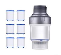 Paquete de 2 calentadores de agua eléctricos con filtro frontal, purificador de agua, elimina impurezas, evita la acumulación de incrustaciones, instalación rápida, entrada compacta de PVC para ducha