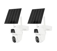Paquete de 2 cámaras de videovigilancia PTZ gsm 4G PNI IP894, Doble Lente de 2MP + 2MP, Panel Solar de 5.5W, batería de 8000mAh.