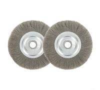 Paquete de 2 cepillos de rueda de alambre de acero inoxidable prensado de 5 pulgadas para amoladora de banco con agujero de 16 mm, utilizados para desbarbar, eliminar óxido, pulir y desbastar