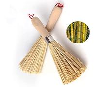 Paquete de 2 cepillos Tradicionales de bambú Natural para Wok, Cepillo de Limpieza de Cocina, Cepillo de bambú para Limpiar Platos, ollas de Hierro Fundido, sartenes, Verduras y Fregadero