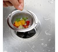 Paquete de 2 coladores de fregadero de cocina, colador de fregadero de acero inoxidable con asa, cesta de malla antiobstrucción a prueba de óxido (11 cm exterior/8 cm de diámetro interior, 3 cm de