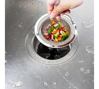 Paquete de 2 coladores de fregadero de cocina, colador de fregadero de acero inoxidable con asa, cesta de malla antiobstrucción a prueba de óxido (11 cm exterior/8 cm de diámetro interior, 2 cm de