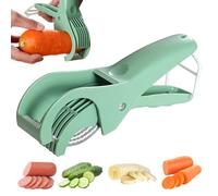 Paquete de 2 cortadores de plátano, cortador de plátano de acero inoxidable, cortador de ensalada de frutas, herramientas de cocina para plátano, perro caliente, fresa (verde)