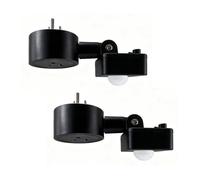 Paquete de 2 interruptores activados por movimiento para interiores, ángulo ajustable, sensor de movimiento, enchufe para pasillo, garaje, patio, pasillo, habitación (negro)