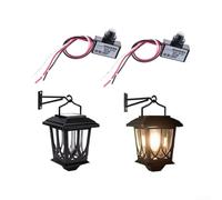 Paquete de 2 interruptores de fotocélula de montaje empotrado CA 120 V, sensor de luz automático con retardo de 12 segundos para luces de pared de granero, carcasa cromada IP65
