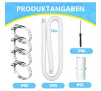 Paquete de 2 mangueras flexibles para piscinas de 32 mm x 150 cm, resistentes a los rayos UV y al cloro, con 4 abrazaderas de seguridad, col