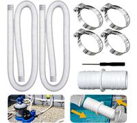 Paquete de 2 mangueras para piscina de 32 mm, 150 cm, flexibles, resistentes a los rayos UV y al cloro, con clip de seguridad para bomba de