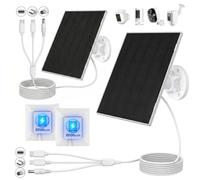 Paquete de 2 paneles solares de 5 W/5 V con batería integrada de 8000 mAh | argador solar 3 en 1 de 3 m con puertos micro USB y USB-C, CC, para cámaras de vigilancia, cámaras de seguridad