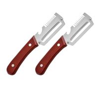 Paquete de 2 peladores de verduras multifuncionales, pelador de acero inoxidable con mango de madera, rebanador y abridor de botellas para cocina, pelador Zero Flex para frutas y verduras