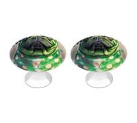 Paquete de 2 pomos redondos de acero inoxidable de 1.1 pulgadas con diseño de lunares, color verde, con tornillos, tiradores de puerta, accesorios de cocina para baño, armario, puerta y armario