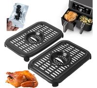Paquete de 2 sartenes para freidora de aire Ninja Foodi MAX Dual Zone AF400UK 9.5L, 6 en 1 antiadherente, bandeja de repuesto con parachoques de goma, piezas de repuesto aptas para lavavajillas