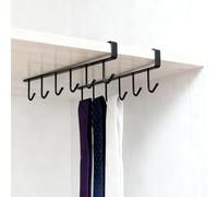 Paquete de 2 soportes para tazas debajo del gabinete, estante de metal con | Instalación deslizante sin taladros, se adapta a estantes de hasta 2,16 cm de grosor, acabado negro resistente al óxido