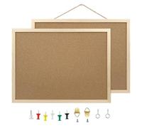 Paquete de 2 tableros de anuncios de corcho de 15.7 x 12 pulgadas para paredes, marco de acabado de madera de roble, tablero de corcho montado en la pared para oficina, hogar y escuela (pines, pernos