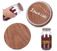 Paquete de 2 tapas de madera de acacia para tarros de madera de Kilner con cierre de silicona, tapas de repuesto de 100 mm, sellos de silicona para tarros de conservación Kilner de 3 L, herméticos y a
