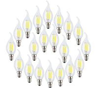 Paquete de 20 Lámparas de vela LED E14,Filamento Retro No Regulable con Forma de Vela Clásica,4W(Corresponde a una Lámpara Halógena de 40W)Lámpara de Vela Transparente Blanco Fría de 6500K 400LM