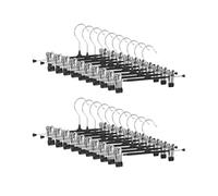 Paquete de 20, Perchas Pantalones Ahorra Espacio, Perchas para Pantalones 30cm, Perchas para Faldas, Perchas Antideslizantes, con Clips Ajustables, para Ropa, Faldas, Calcetines