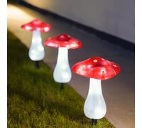 Paquete De 3 | Luces De Jardín Con Estaca De Hongo Solar LED Rojo