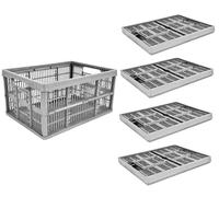 Paquete De 4-32L Plástico Gris Plegable Recipiente Almacenaje Portátil Cesta