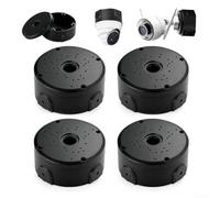 Paquete de 4 cajas de conexiones de cámara impermeables IP66 para cámaras de vigilancia domo, caja eléctrica de montaje en pared y techo para instalación de seguridad en interiores, negro (negro)