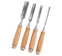 Paquete de 4 cinceles para carpintería, cortador de acero con mango ergonómico de madera, cinceles planos para tallar y dar forma a la carpintería. Juego de herramientas planas